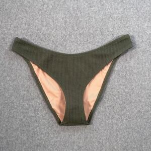 J.Crew Textured Curved Waist Cheeky Bikini Swim Bottom Size Large Green BC050